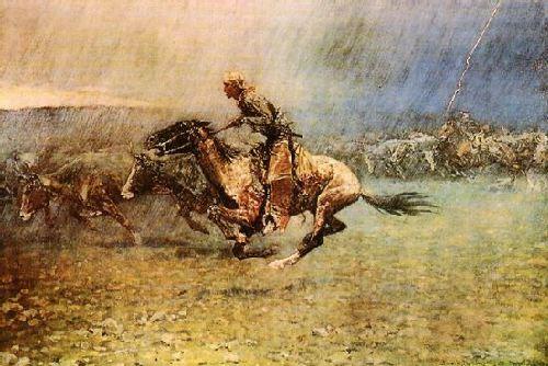 Frederick Remington The Stampede France oil painting art